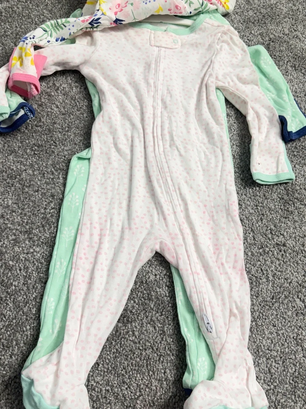 cloud island Floral Footed One-Piece in White, Pink, Yellow & Green - Picture 4 of 6